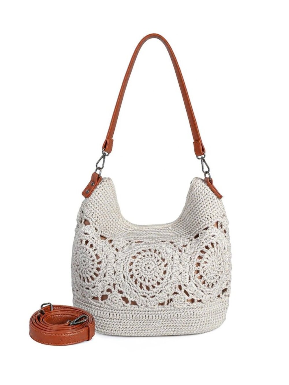 Boho Crochet Crossbody Bag Women Handmade Hobo Purse Large Tote Bag for Summer